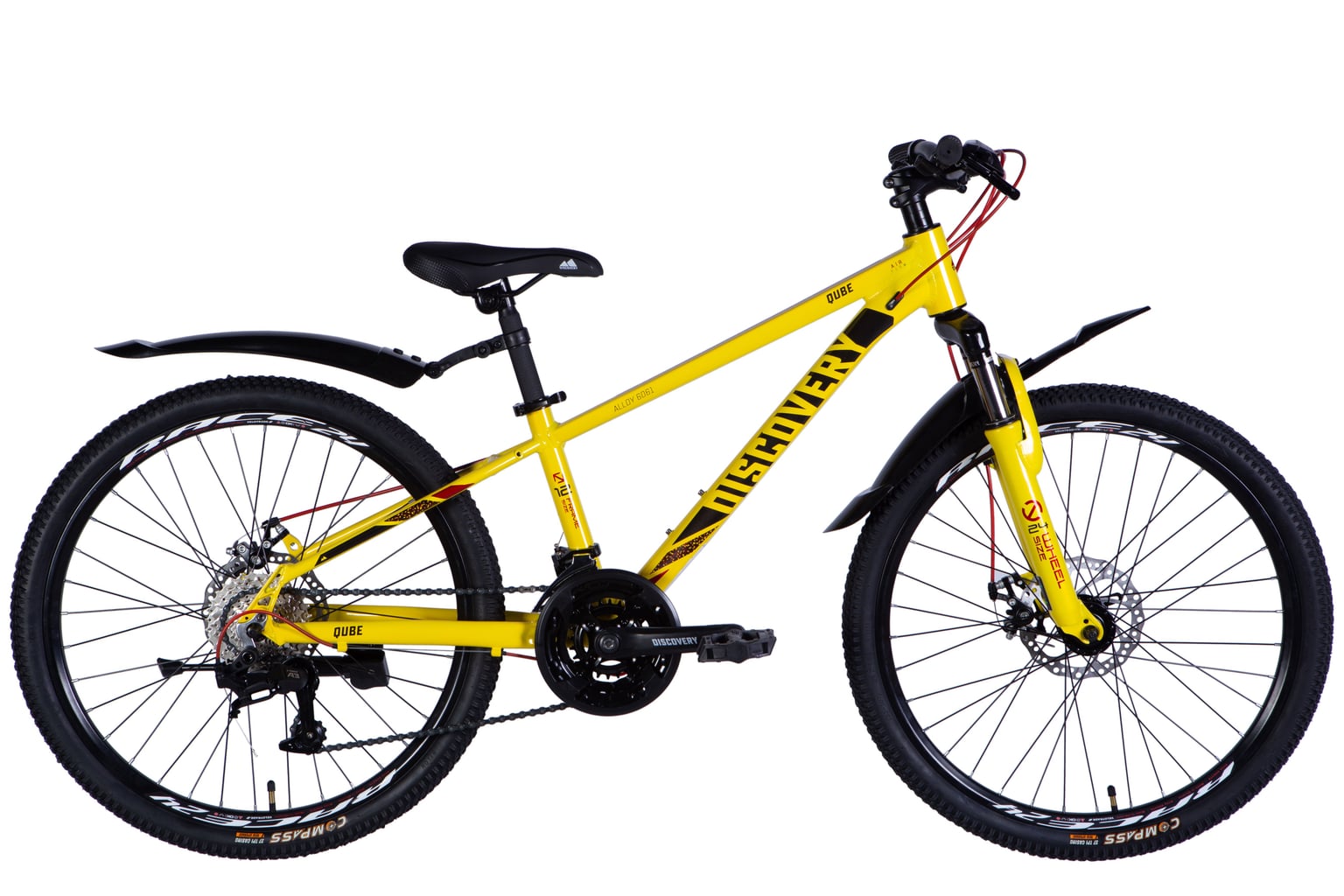 Велосипед AL 24" Discovery QUBE DD CS рама-11,5" жовто-чорний 2025
