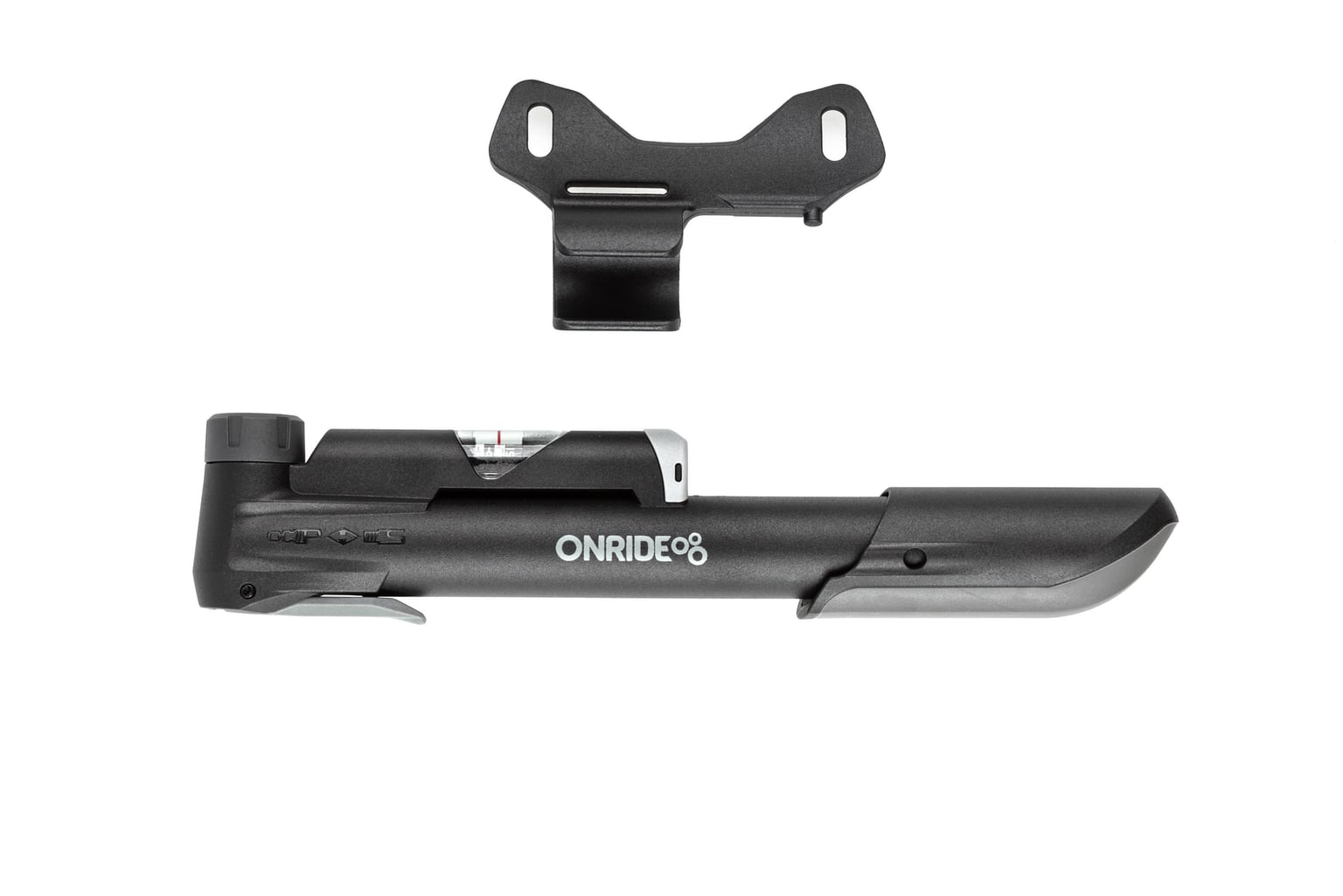 Насос компактний ONRIDE Counter 10 пластиковий, 25см, з манометром макс.тиск 120PSI голівка під FV/AV