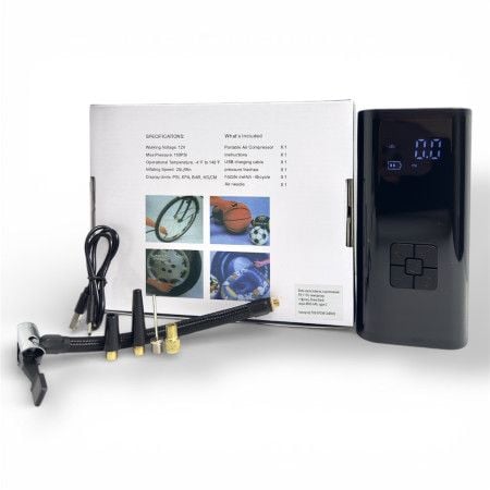 Вело насос електр. портативний PR-1170, компресор+ функц. Power Bank акум.4900 mAh, type-C