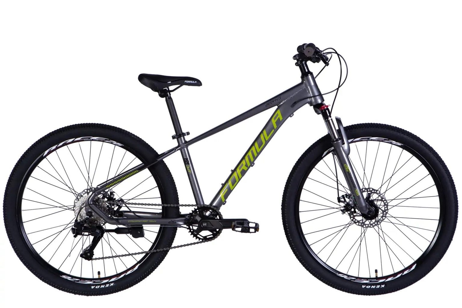 Велосипед AL 26" Formula ZEPHYR 3.0 DD CS рама-14" сірий з зеленим 2026