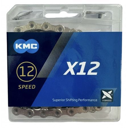 Ланцюг KMC X12 Silver 12 швидкостей 126 ланок срібний + замок