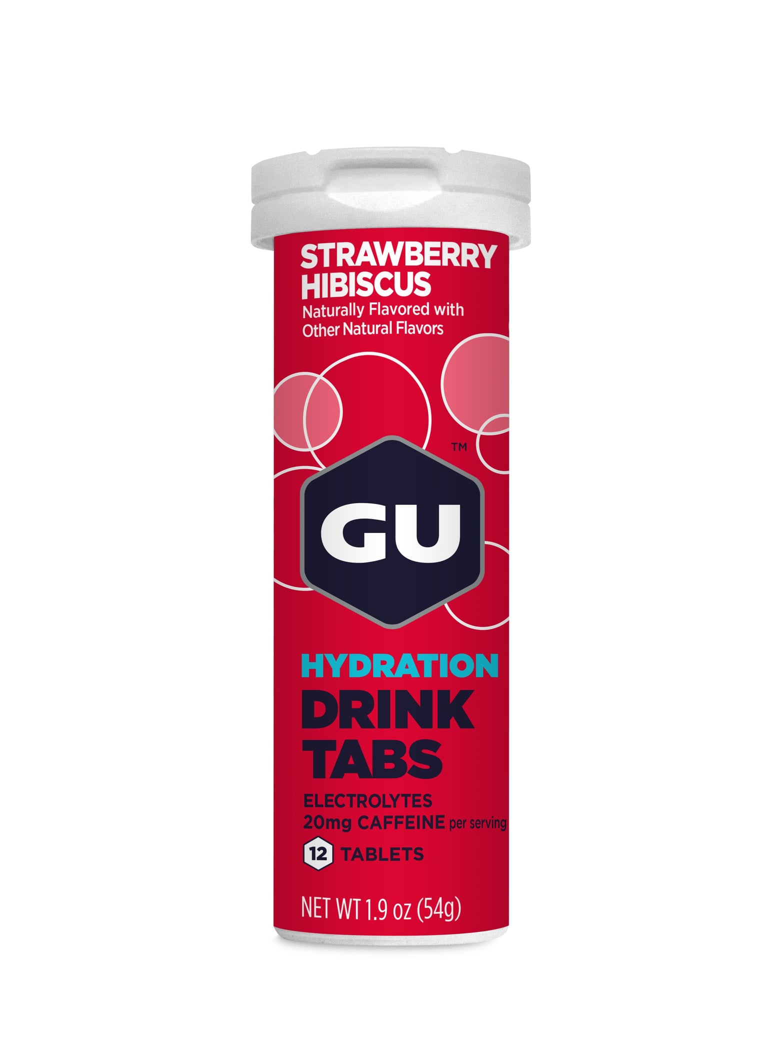 Ізотонічні таблетки GU Energy Strawberry Hibiscus (з кофеїном), 12 шт в тубі (31.03.2028)